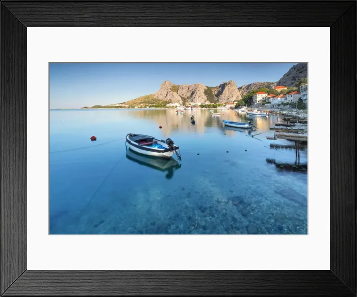 Framed Print : Small boats moored on the waterfront of Omis, Dalmatia, Adriatic Coast, Croatia Framed Print : Small boats moored on the waterfront of Omis, Dalmatia, Adriatic Coast, Croatia