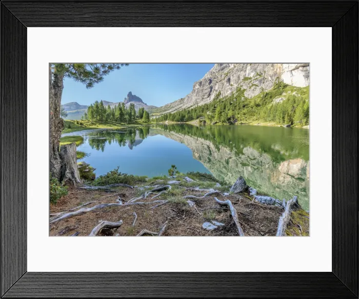 Framed Print : Morning at Federa lake in summer, Cortina d Ampezzo, Belluno, Dolomites, Veneto, Italy