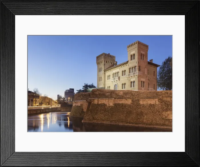 Framed Print : Europe, Italy, Veneto, Treviso. The Roman Castle and Sile river at dawn Framed Print : Europe, Italy, Veneto, Treviso. The Roman Castle and Sile river at dawn