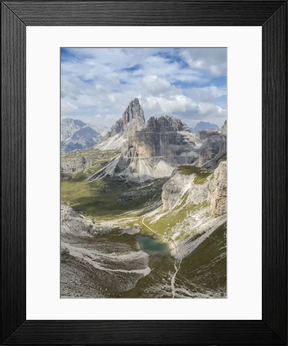 Framed Print : Europe, Italy, Veneto, Belluno. The alpine lake of Cengia with Croda Passaporto, Tre Framed Print : Europe, Italy, Veneto, Belluno. The alpine lake of Cengia with Croda Passaporto, Tre