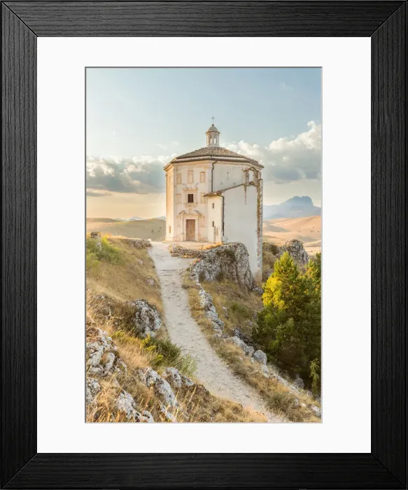 Framed Print : Chiesa di Santa Maria della piet√at Rocca Calascio at sunset