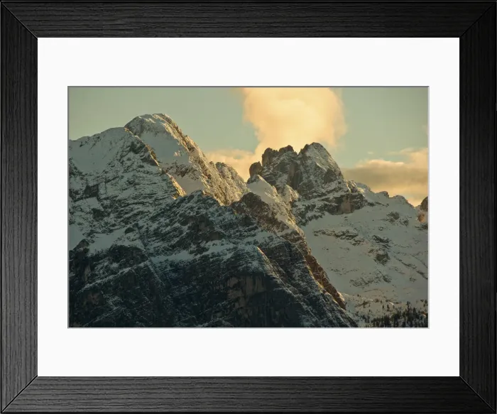 Framed Print : The massif of Cima Antorno, Devils Tower and Top Ciadin of snow, the group of