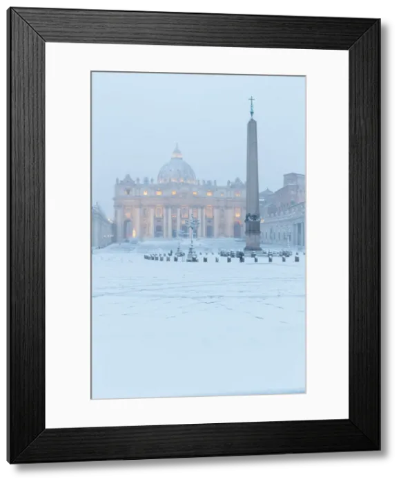 Framed Print : St. Peters Square and the Basilica during the great snowfall of Rome in 2018 Europe Framed Print : St. Peters Square and the Basilica during the great snowfall of Rome in 2018 Europe