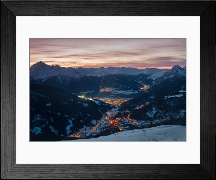 Framed Print : Bormio at dusk, Sondrio district, Valtellina, Lombardy, Italy Framed Print : Bormio at dusk, Sondrio district, Valtellina, Lombardy, Italy