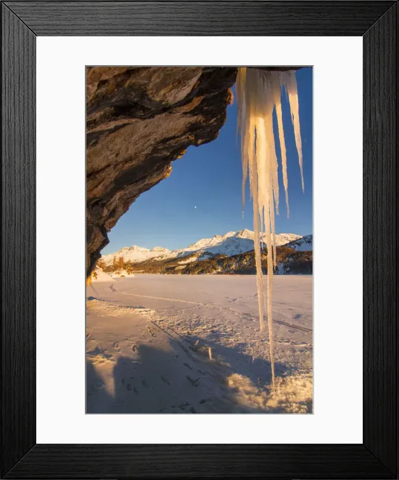 Framed Print : Stalactites in winter. Engadine valley, Switzerland, Europe
