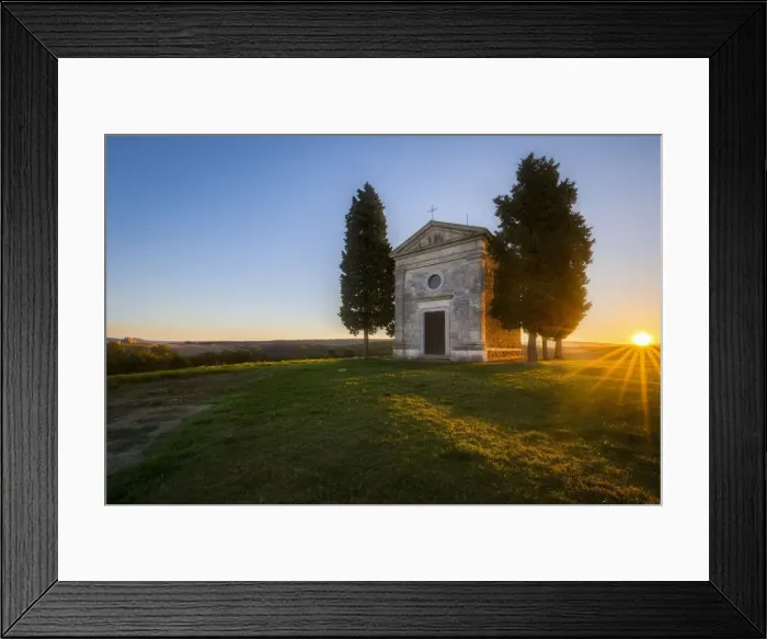 Framed Print : Sunrise at Cappella di Vitaleta, San Quirico d Orcia, Siena, Tuscany, Italy, Southern Framed Print : Sunrise at Cappella di Vitaleta, San Quirico d Orcia, Siena, Tuscany, Italy, Southern