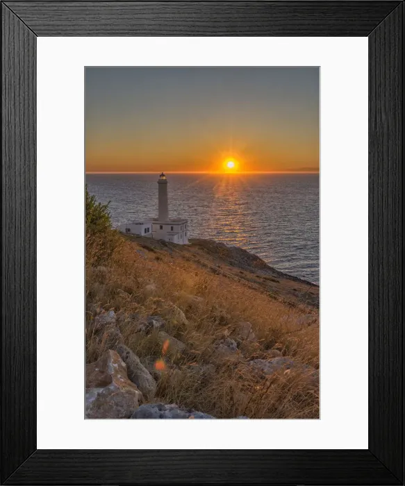 Framed Print : Italy, Apulia, Salento, Capo d Otranto, Sunrise over lighthouse Palascio Framed Print : Italy, Apulia, Salento, Capo d Otranto, Sunrise over lighthouse Palascio
