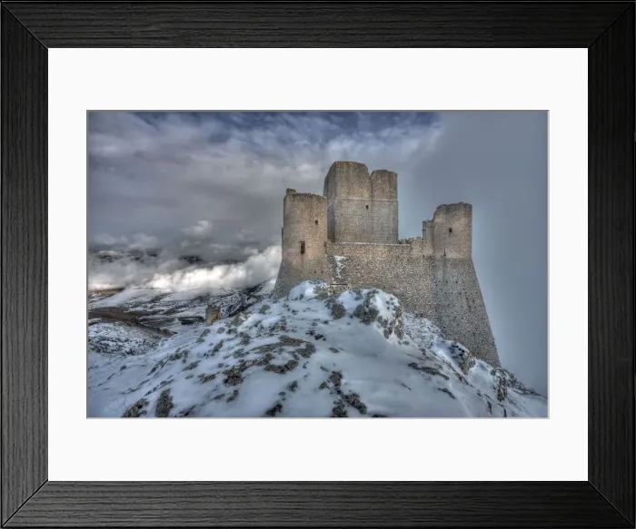 Framed Print : The Rocca Calascio Castle at sunset in a winter day, Gran Sasso e Monti della Laga NP