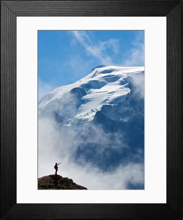 Framed Print : Trekkig at Stelvio pass, silhouette of an hiker facing the Ortles. Valtellina valley Framed Print : Trekkig at Stelvio pass, silhouette of an hiker facing the Ortles. Valtellina valley