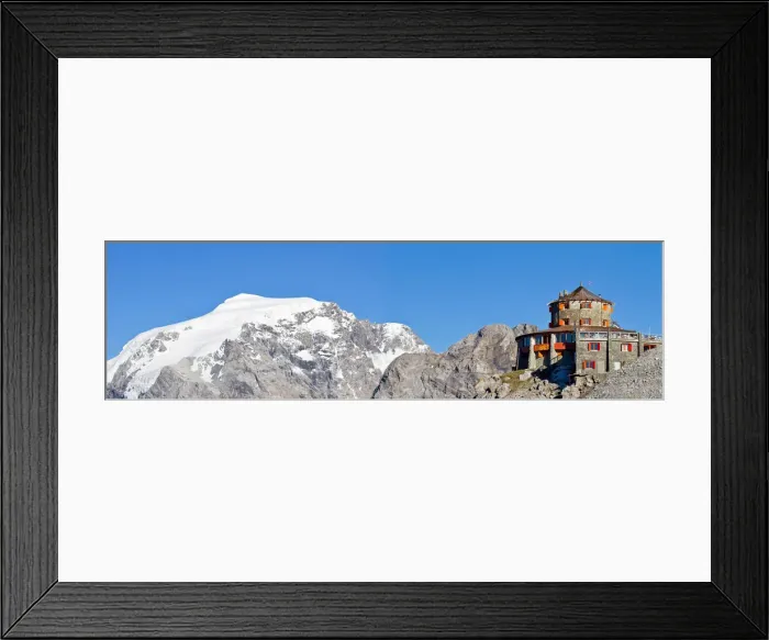 Framed Print : Ortles mount and small tibet refuge. Stelviopass, Sondrio district, Valtellina, Lombardy Framed Print : Ortles mount and small tibet refuge. Stelviopass, Sondrio district, Valtellina, Lombardy