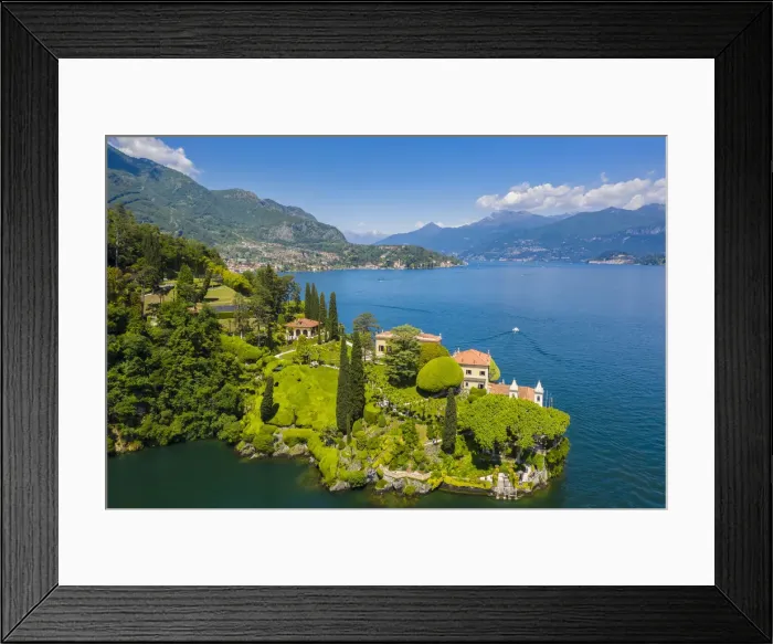 Framed Print : Aerial view of the Villa del Balbianello, on the Lavedo peninsula. Lenno, Tremezzina Framed Print : Aerial view of the Villa del Balbianello, on the Lavedo peninsula. Lenno, Tremezzina