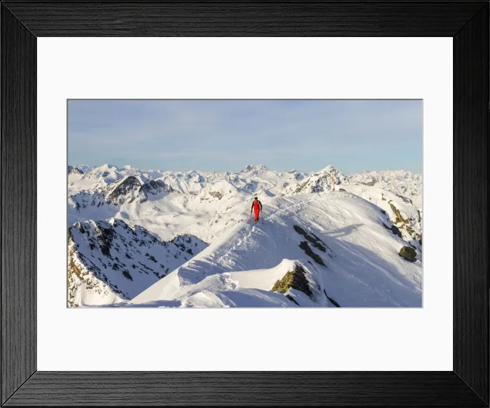Framed Print : Ski mountaneer on the top of Wisshorn - Fluela pass - Switzerland Framed Print : Ski mountaneer on the top of Wisshorn - Fluela pass - Switzerland