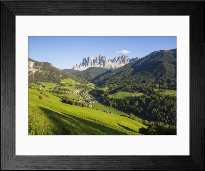 Framed Print : The green meadows of Funes valley, Dolomites, Bolzano, South Tyrol, Trentino Alto Adige Framed Print : The green meadows of Funes valley, Dolomites, Bolzano, South Tyrol, Trentino Alto Adige