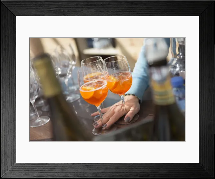 Framed Print : Waitress serving three cocktails, Bolzano province, South Tyrol, Trentino Alto Adige Framed Print : Waitress serving three cocktails, Bolzano province, South Tyrol, Trentino Alto Adige
