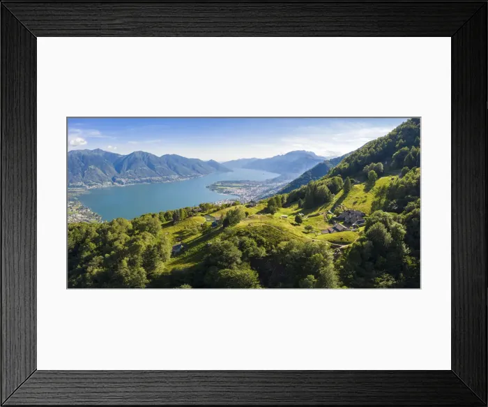 Framed Print : View of the stone church of Monti di Lego, overlooking Lago Maggiore, Ascona and Locarno