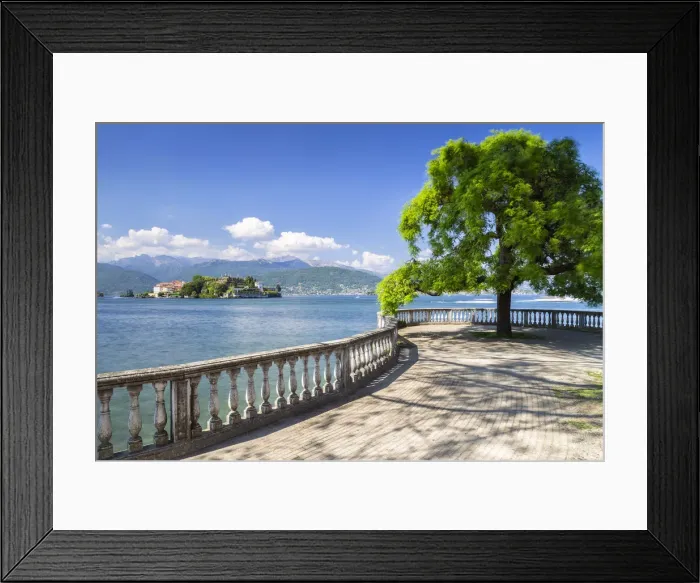 Framed Print : View of the Borromean Islands, Isola dei Pescatori and Isola Bella from a balcony Framed Print : View of the Borromean Islands, Isola dei Pescatori and Isola Bella from a balcony