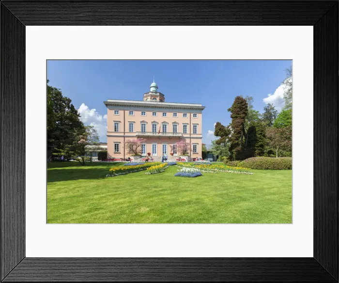 Framed Print : View of Villa Ciani in Lugano city on a spring day, Canton Ticino, Switzerland Framed Print : View of Villa Ciani in Lugano city on a spring day, Canton Ticino, Switzerland