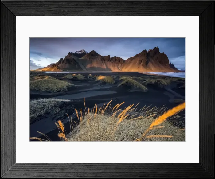 Framed Print : Landscape at sunset. Stokksnes, Eastern Iceland, Europe