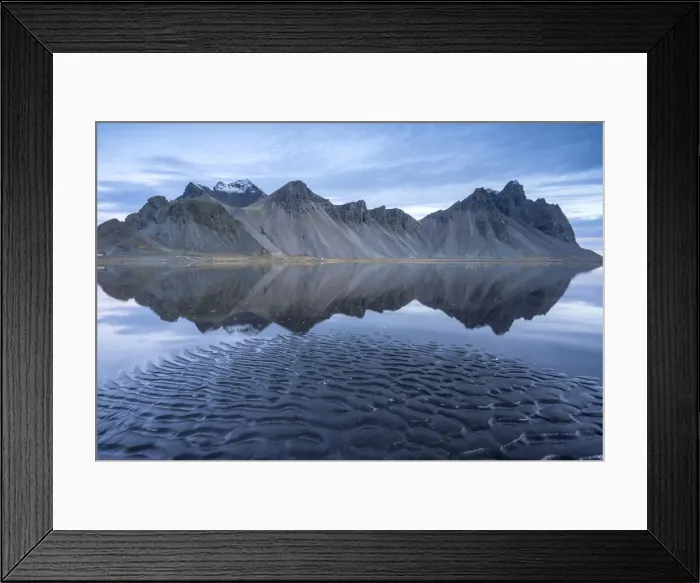 Framed Print : The mountains reflect on the surface of the ocean. Stokksnes, Eastern Iceland, Europe Framed Print : The mountains reflect on the surface of the ocean. Stokksnes, Eastern Iceland, Europe