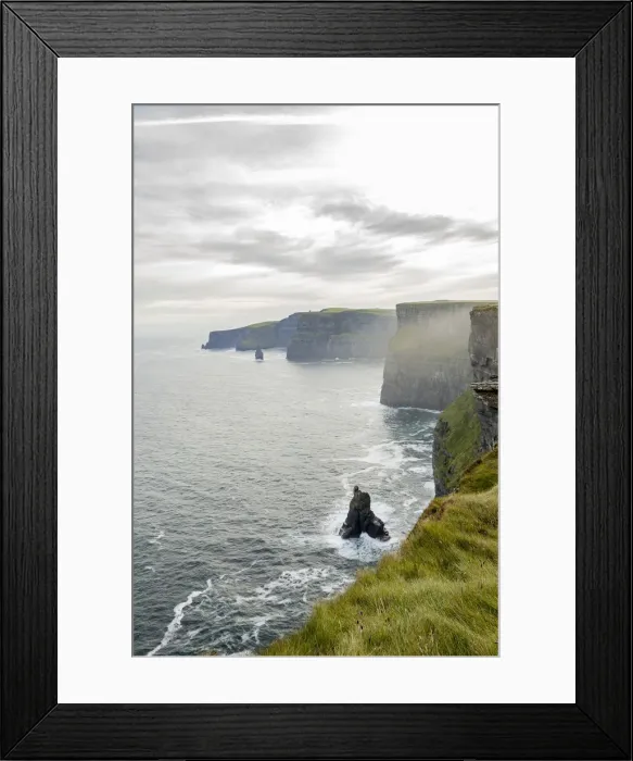 Framed Print : Cliffs of Moher with stack. Liscannor, Munster, Co. Clare, Ireland, Europe