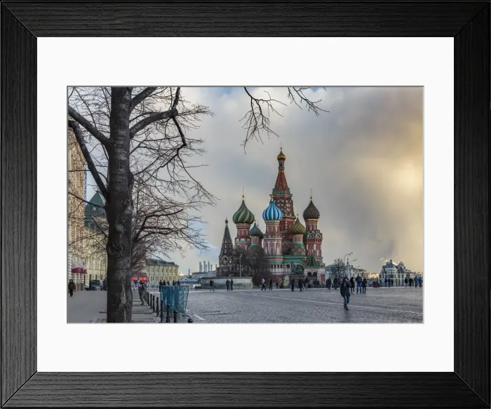 Framed Print : Russia, Moscow, Red Square, Kremlin, St. Basils Cathedral