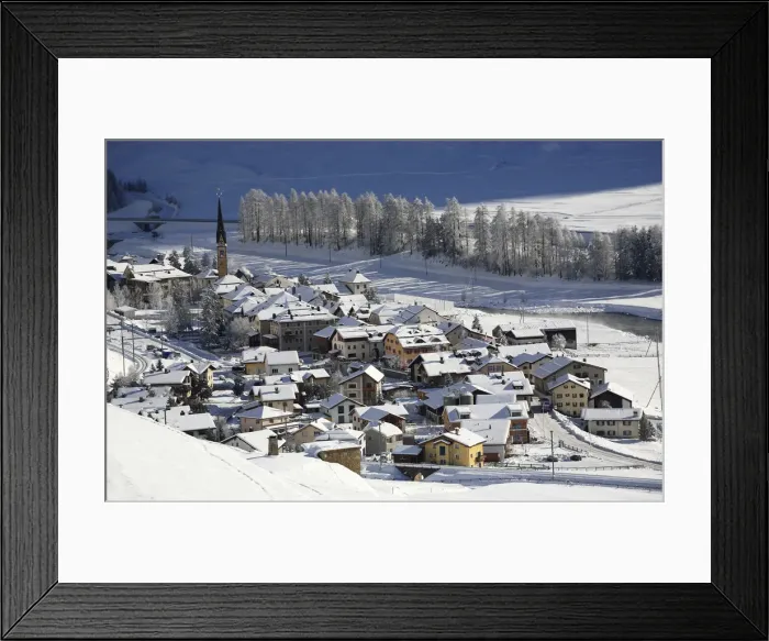Framed Print : Suisse, St-Chanf village in winter, Engadine, Switzerland Framed Print : Suisse, St-Chanf village in winter, Engadine, Switzerland