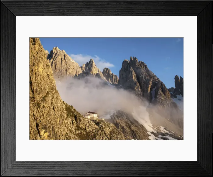 Framed Print : Veneto, Fonda Savio hutte at Cadini on Misurina mountain, Italy Framed Print : Veneto, Fonda Savio hutte at Cadini on Misurina mountain, Italy