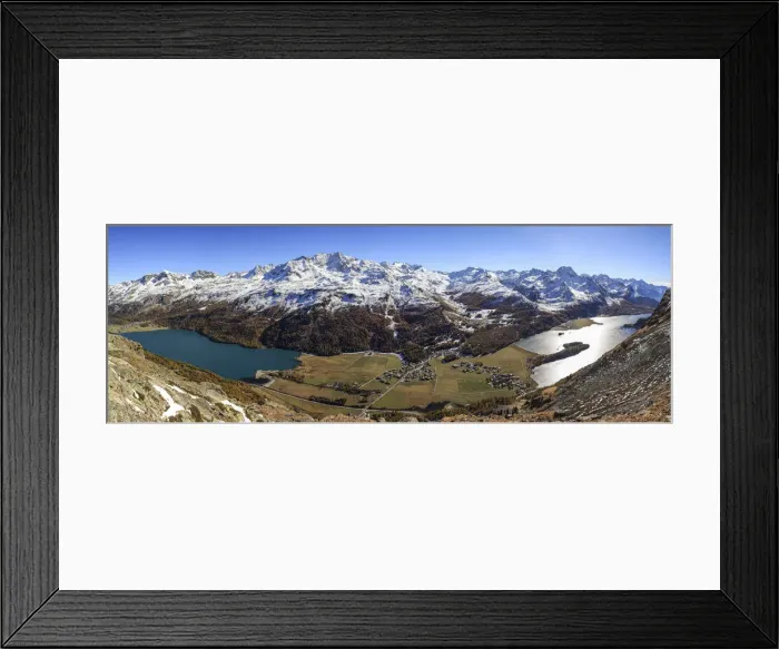 Framed Print : Switzerland, Engadine, Sils lake at Silvaplana lake in autumn. Corvatsch peak snowy Framed Print : Switzerland, Engadine, Sils lake at Silvaplana lake in autumn. Corvatsch peak snowy