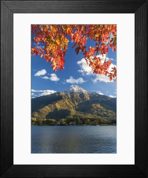 Framed Print : Autumn colors on the Como lake, in the background Legnone peak Framed Print : Autumn colors on the Como lake, in the background Legnone peak