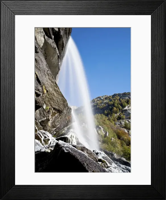 Framed Print : Ferro Waterfall and Mello valley, Masino valley, Lombardy, Italy Framed Print : Ferro Waterfall and Mello valley, Masino valley, Lombardy, Italy