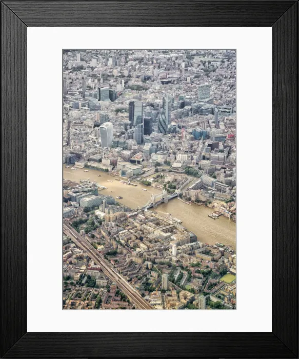 Framed Print : Aerial view over River Thames, London, England, UK