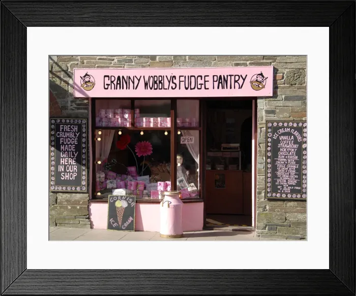 Framed Print : Granny Wobblys Fudge Pantry, Tintagel, Cornwall