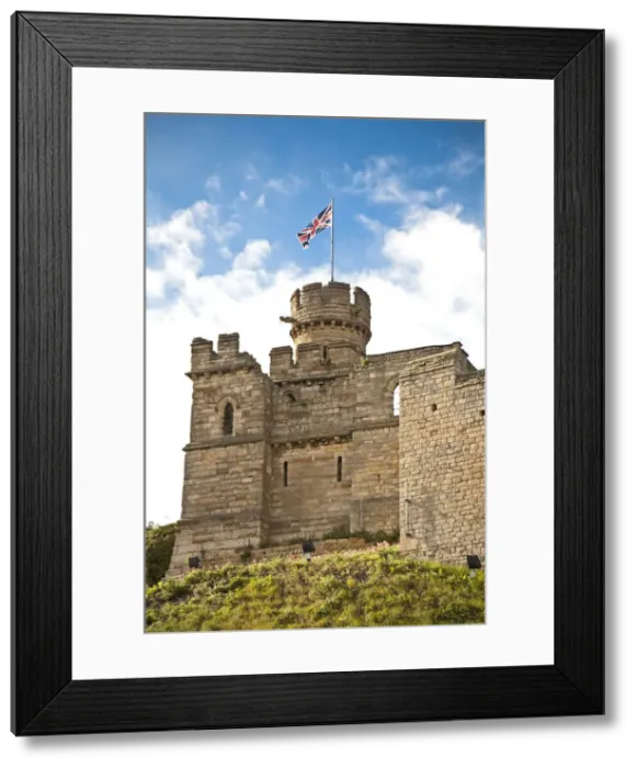 Framed Print : Lincoln, England. The Union Jack flies from the tower of Lincoln castle Framed Print : Lincoln, England. The Union Jack flies from the tower of Lincoln castle