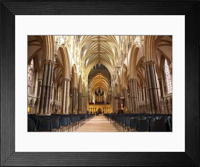 Framed Print : Lincoln, England. Light floods the nave of Lincoln cathedral Framed Print : Lincoln, England. Light floods the nave of Lincoln cathedral