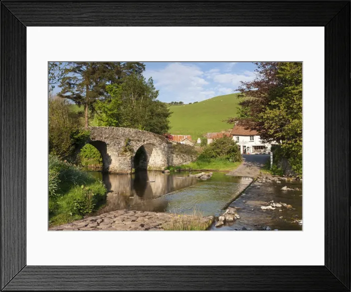 Framed Print : Lorna Doone Farm and stone bridge over the Badgworthy Water at Malmsmead, Exmoor Framed Print : Lorna Doone Farm and stone bridge over the Badgworthy Water at Malmsmead, Exmoor