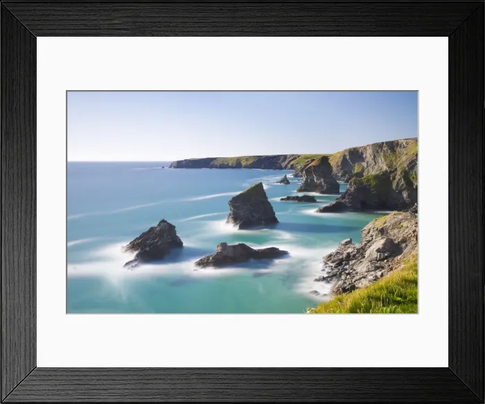 Framed Print : Early summer at Bedurthan Steps, Cornwall, England. Summer (May) 2009