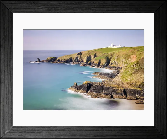 Framed Print : Looking across Housel Bay to The Lizard Lighthouse, Lizard, Cornwall, England. Spring Framed Print : Looking across Housel Bay to The Lizard Lighthouse, Lizard, Cornwall, England. Spring