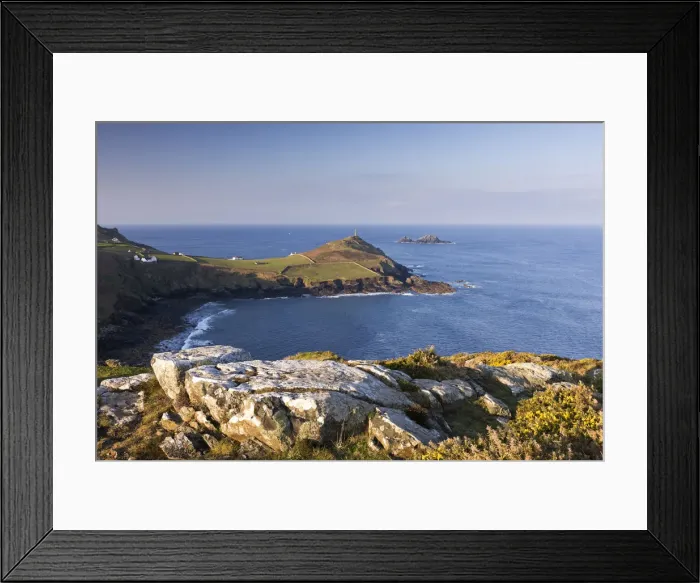 Framed Print : Cape Cornwall from Kenidjack Castle, Cornwall, England Framed Print : Cape Cornwall from Kenidjack Castle, Cornwall, England