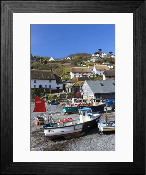 Framed Print : Fishing boats pulled onshore in the pretty Cornish fishing village of Cadgwith, Cornwall Framed Print : Fishing boats pulled onshore in the pretty Cornish fishing village of Cadgwith, Cornwall