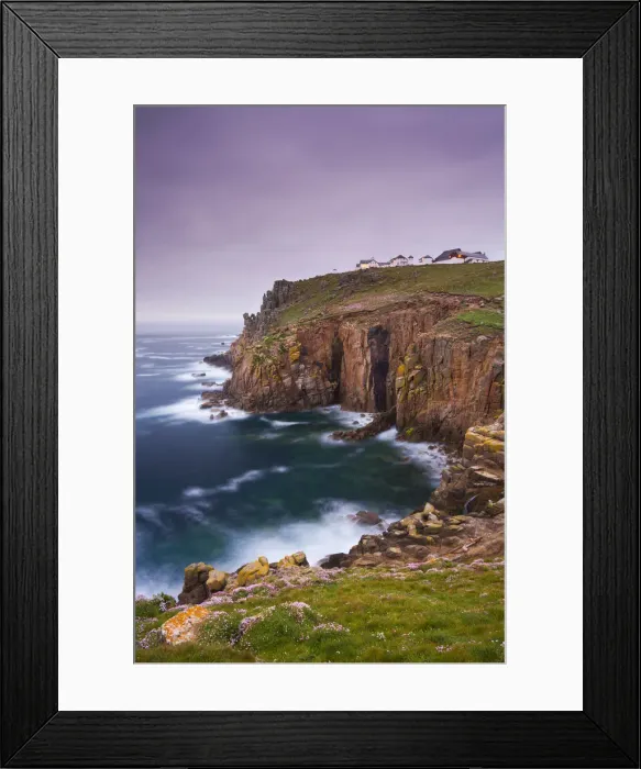Framed Print : Lands End clifftops and hotel, Cornwall, England, UK. Spring (May) 2009. N  /  A