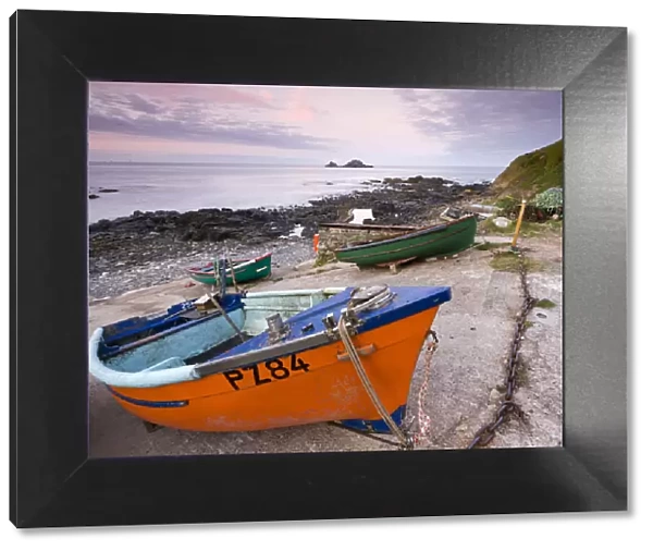 Fishing boats pulled high up the slipway at Priests Cove, Cape Cornwall near St Just