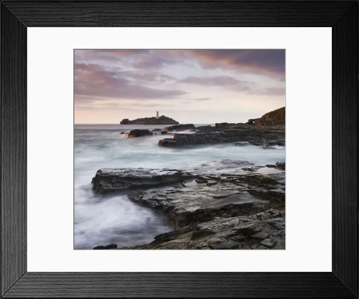 Framed Print : Godrevy Lighthouse off the rocky coast of Godrevy Point, Cornwall, England. Autumn Framed Print : Godrevy Lighthouse off the rocky coast of Godrevy Point, Cornwall, England. Autumn