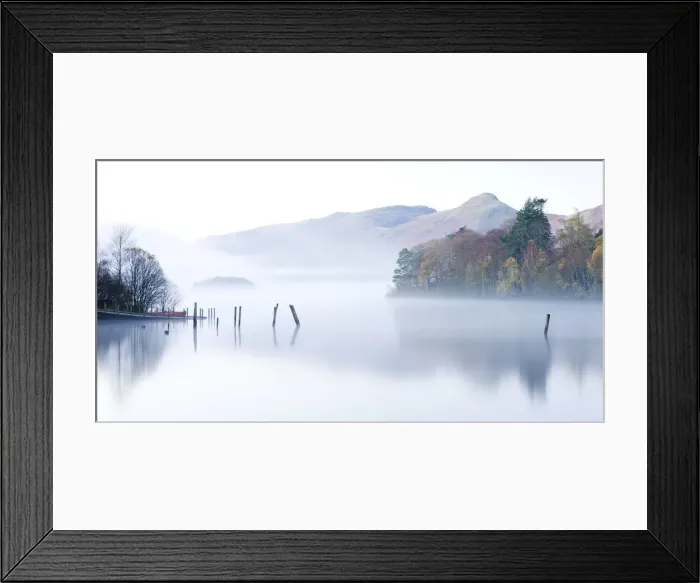 Framed Print : Misty morning on Derwent Water, Keswick, Lake District National Park, Cumbria, England Framed Print : Misty morning on Derwent Water, Keswick, Lake District National Park, Cumbria, England
