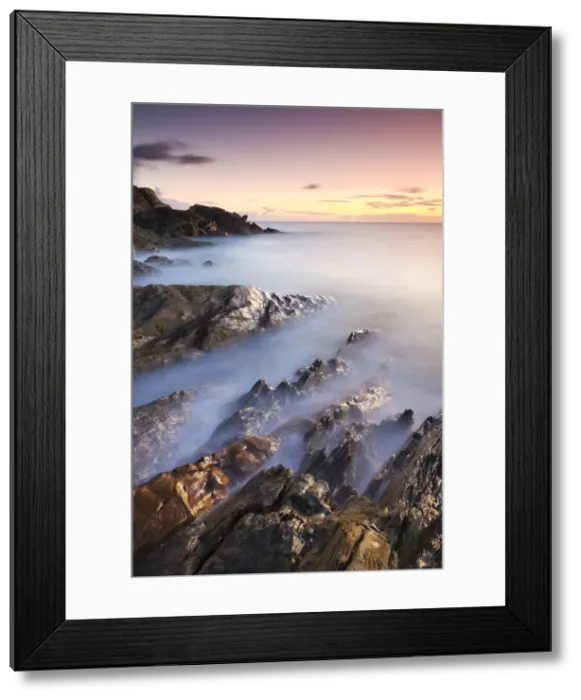 Framed Print : Rocky coast at Sunset, Leas Foot Sand, Thurlestone, South Hams, Devon, England. Winter Framed Print : Rocky coast at Sunset, Leas Foot Sand, Thurlestone, South Hams, Devon, England. Winter