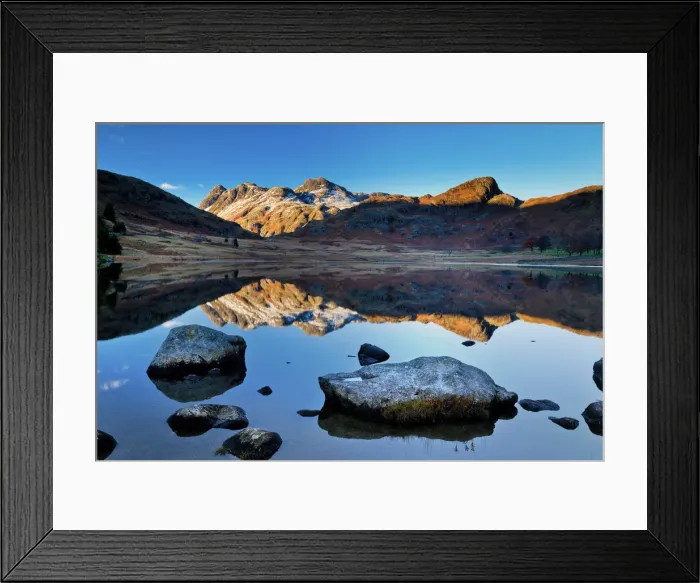 Framed Print : Langdale Pikes Reflecting in Blea Tarn, Lake District National Park, Cumbria, England Framed Print : Langdale Pikes Reflecting in Blea Tarn, Lake District National Park, Cumbria, England