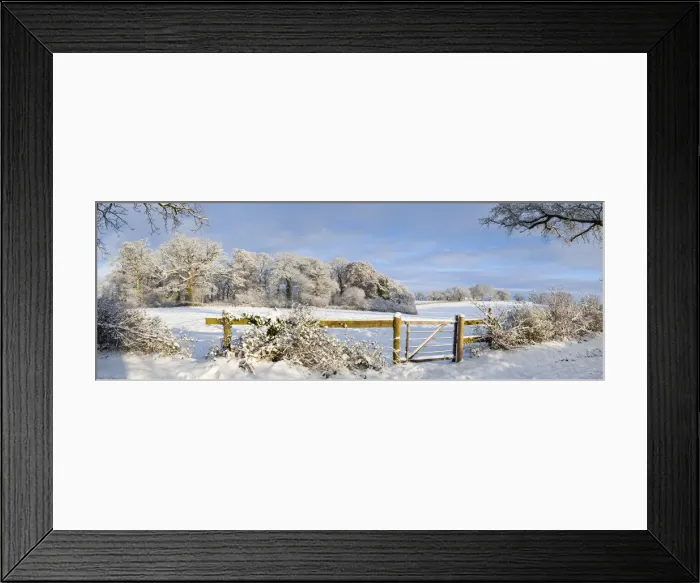 Framed Print : Gate into Winter Countryside, Dorset, England