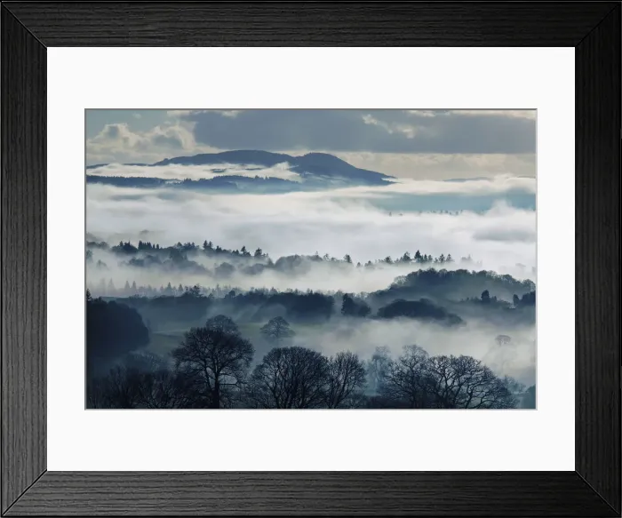Framed Print : Misty Landscape in Winter, near Windermere, Lake District National Park, Cumbria, England Framed Print : Misty Landscape in Winter, near Windermere, Lake District National Park, Cumbria, England