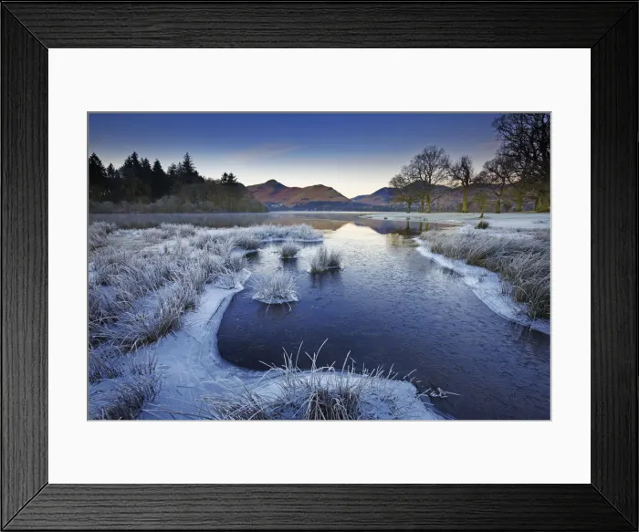 Framed Print : Frost Along Derwent Water, Lake District National Park, Cumbria, England Framed Print : Frost Along Derwent Water, Lake District National Park, Cumbria, England