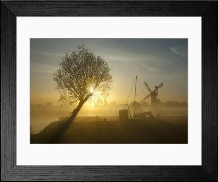 Framed Print : Thurne Mill at Sunrise, Norfolk Broads National Park, England Framed Print : Thurne Mill at Sunrise, Norfolk Broads National Park, England