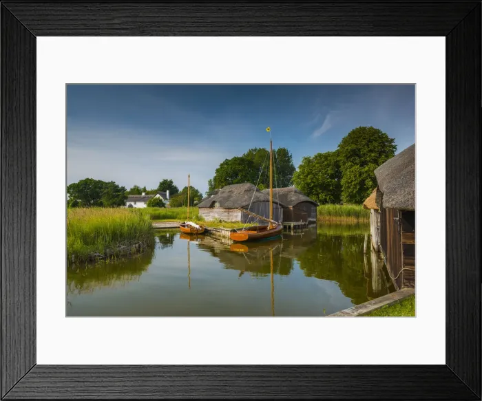 Framed Print : Thatched Boathouses & Sailboats, Hickling, Norfolk Broads National Park, Norfolk Framed Print : Thatched Boathouses & Sailboats, Hickling, Norfolk Broads National Park, Norfolk